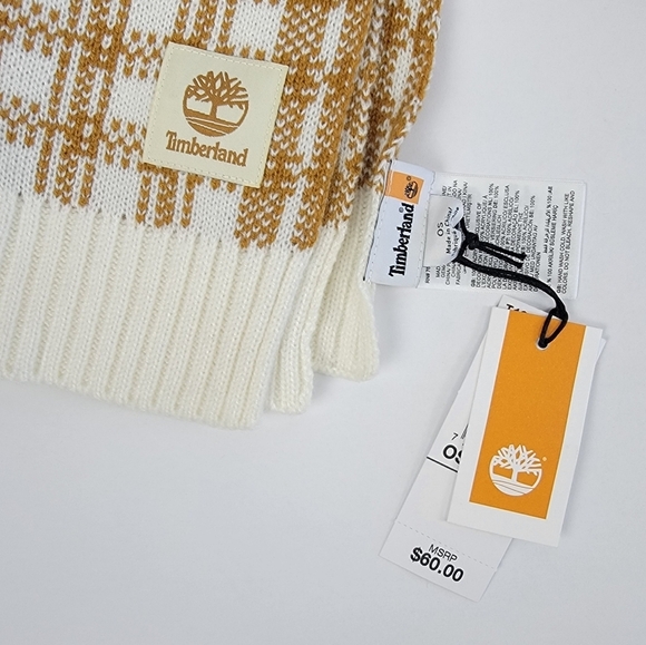 Timberland Plaid Scarf Color: Wheat Plaid NWT - Picture 9 of 15